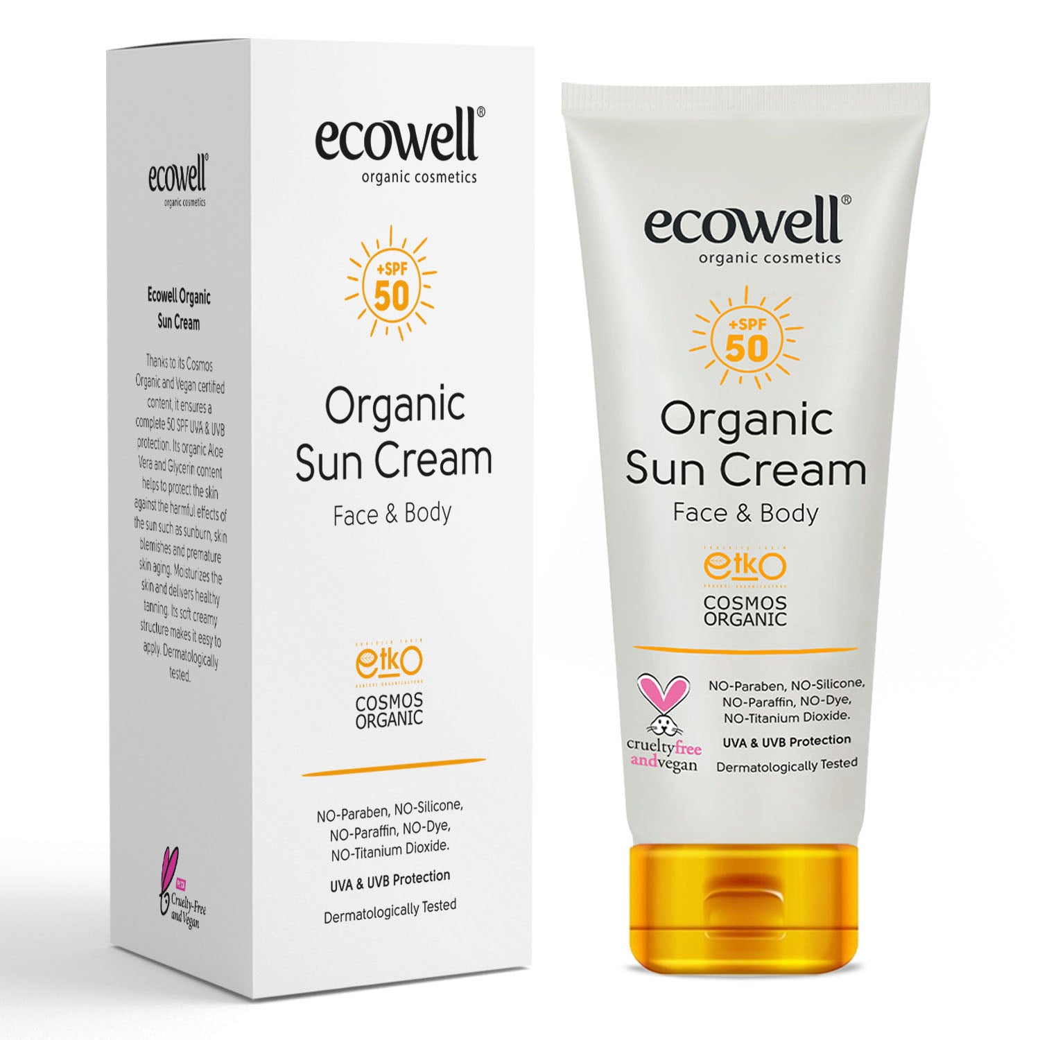 Ecowell Bio Sonnencreme SPF 50 – Mineralischer UVA/UVB Schutz – 110 g