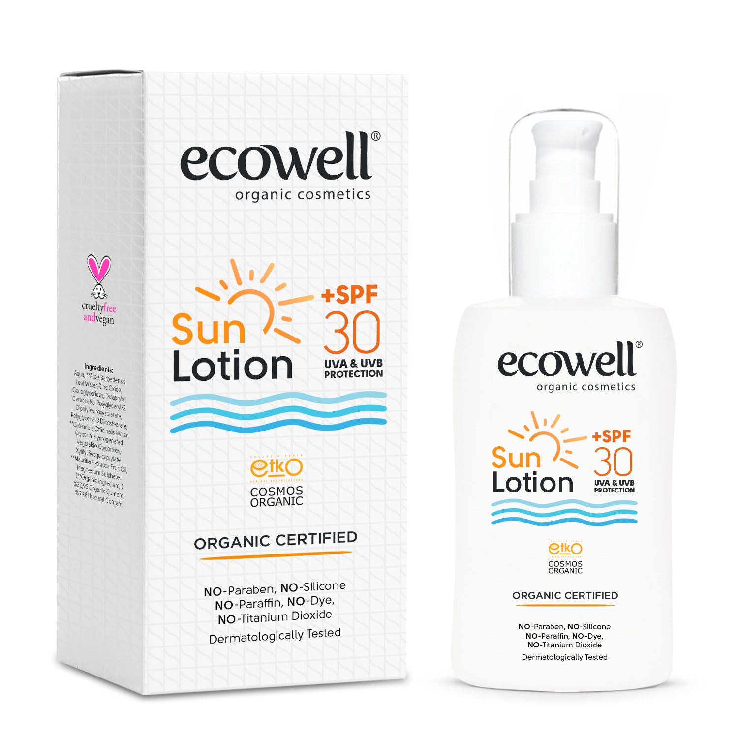 Organische Sonnenlotion SPF 30 – Mineralischer LSF 30 – Mit Buritiöl | Ecowell