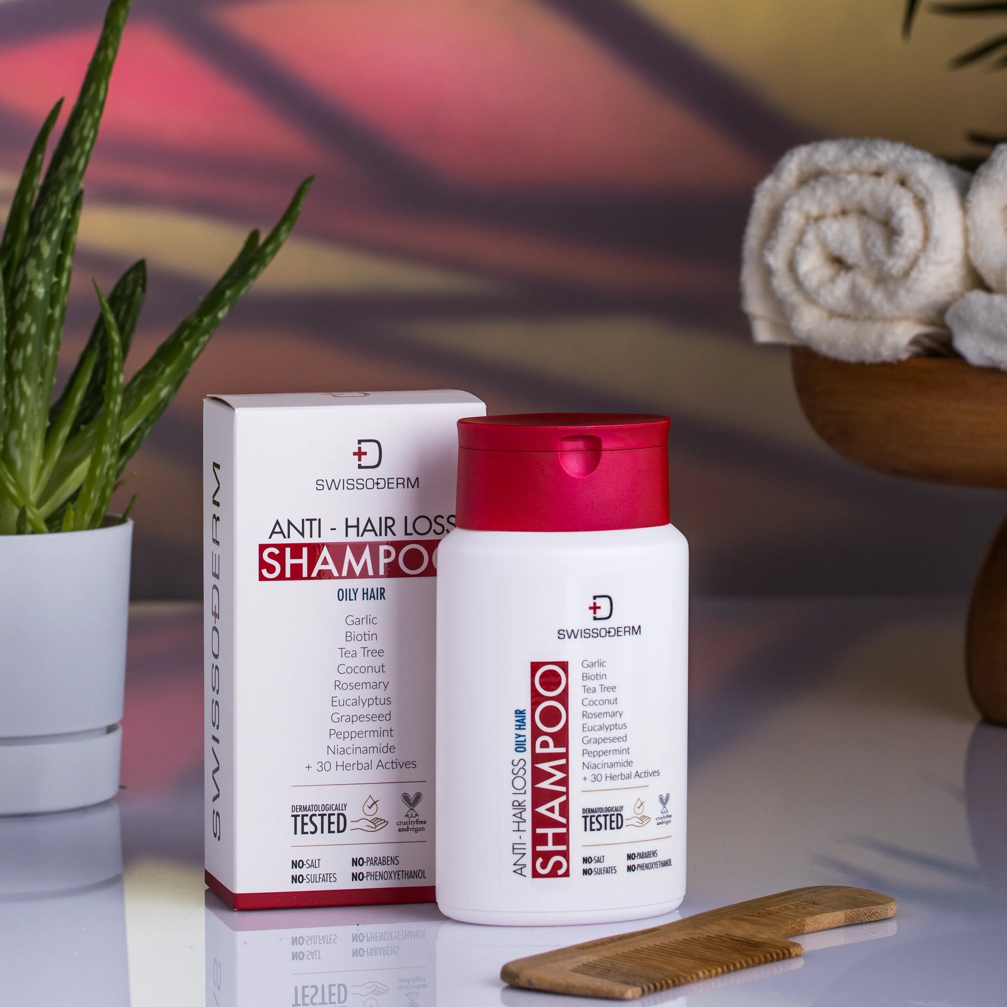 Anti-Haarausfall Shampoo Fettiges Haar – Biotin, Knoblauch & Teebaumöl – 300 ml