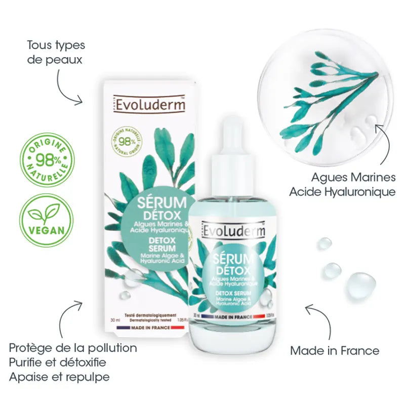 Detox Gesichtsserum Meeresalgen & Hyaluronsäure – Anti-Pollution – 30 ml