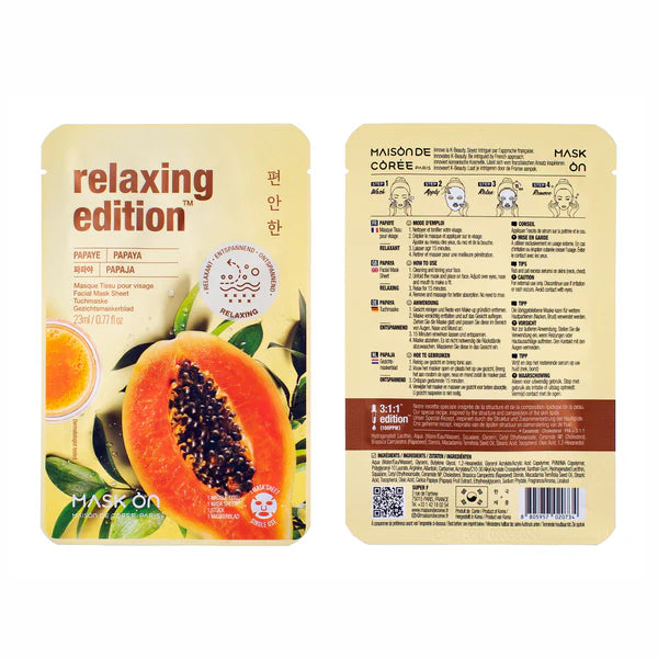 Papaya Relaxing Tuchmaske – Ceramide & Papaya-Extrakt – Aufhellend
