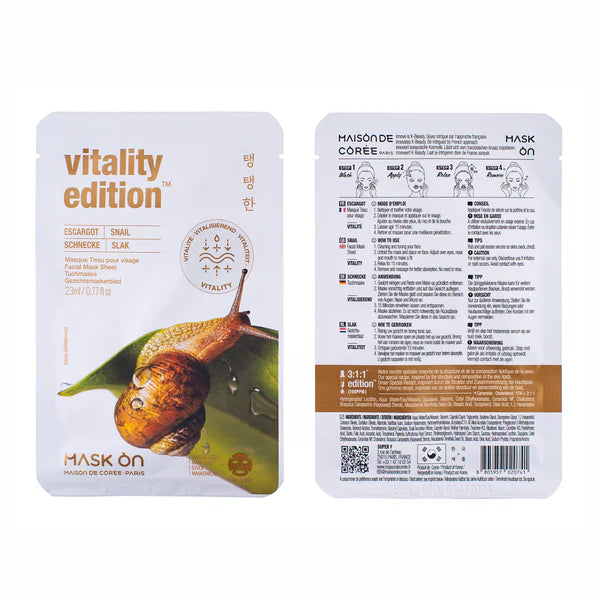 Snail Mucin Vitality Tuchmaske – Schneckensekret & Vitamin-Komplex – Anti-Aging