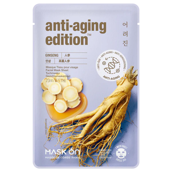 Ginseng Anti-Aging Tuchmaske – Panax Ginseng & Niacinamide – Vitalität